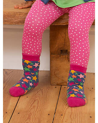 Kite Set 2 Paia Calzini Antiscivolo Bimbi - Superstar Multicolor Rosa - Cotone Bio Calzini