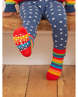 Kite Set 2 Paia Calzini Antiscivolo Bimbi - Superstar Multicolor Rosso - Cotone Bio Calzini
