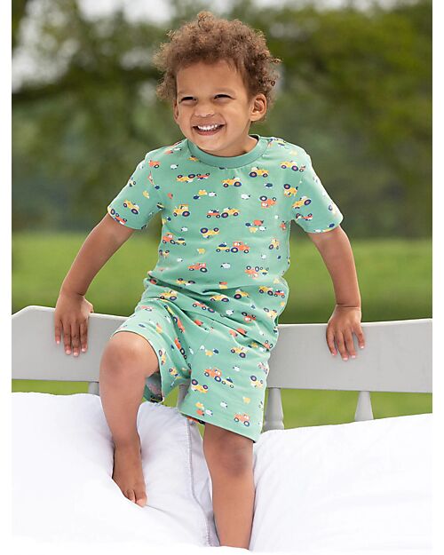 Kite Set Pigiama Maglia e Pantalone Corto - Verde - Stampa Trattore - Cotone Bio Pigiami