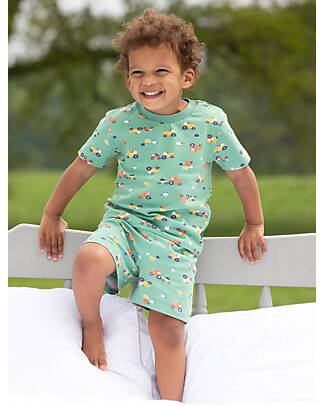 Kite Set Pigiama Maglia e Pantalone Corto - Verde - Stampa Trattore - Cotone Bio Pigiami