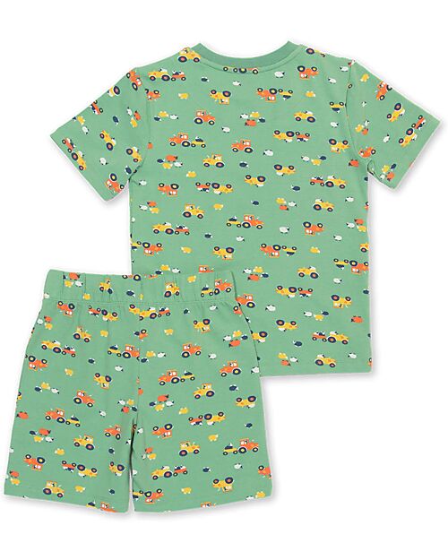 Kite Set Pigiama Maglia e Pantalone Corto - Verde - Stampa Trattore - Cotone Bio Pigiami