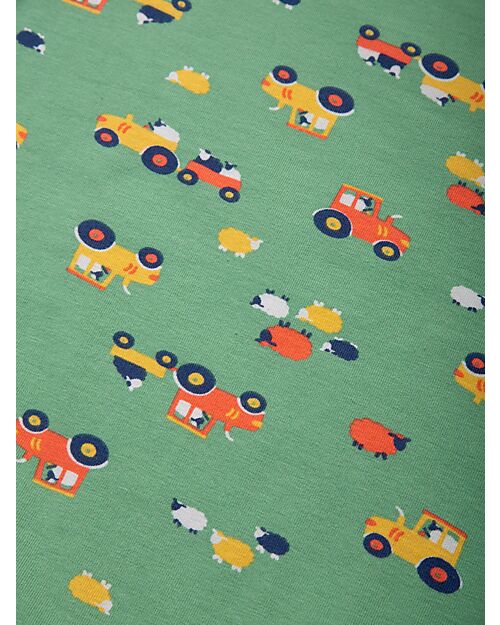 Kite Set Pigiama Maglia e Pantalone Corto - Verde - Stampa Trattore - Cotone Bio Pigiami