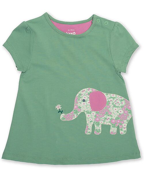 Kite T-shirt con Applique - Kind Ele - Verde - 100% Cotone Bio Vestiti_