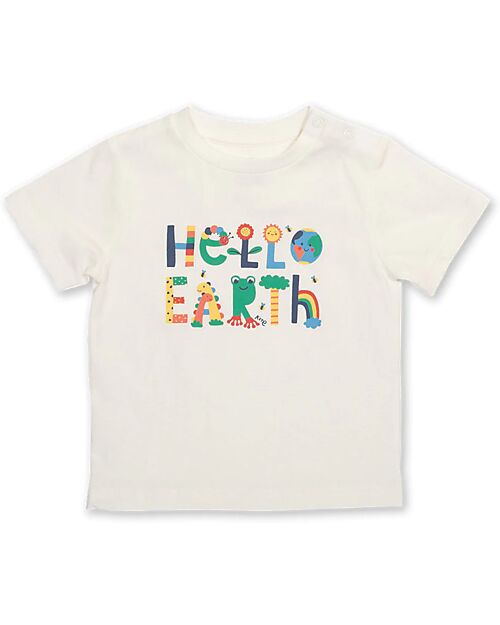 Kite T-Shirt - Crema - Stampa Hello Earth - 100% Cotone Bio T-shirt