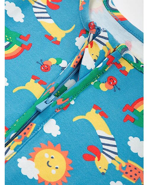 Kite Tutina Maniche Lunghe - Blu - Stampa Rainbow - con Zip Frontale - Cotone Bio Pigiami