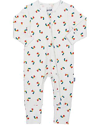 Kite Tutina Maniche Lunghe - Crema - Stampa Bruco Multicolore - con Zip Frontale - Cotone Bio Tutine Lunghe