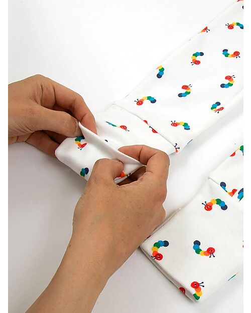 Kite Tutina Maniche Lunghe - Crema - Stampa Bruco Multicolore - con Zip Frontale - Cotone Bio Tutine Lunghe