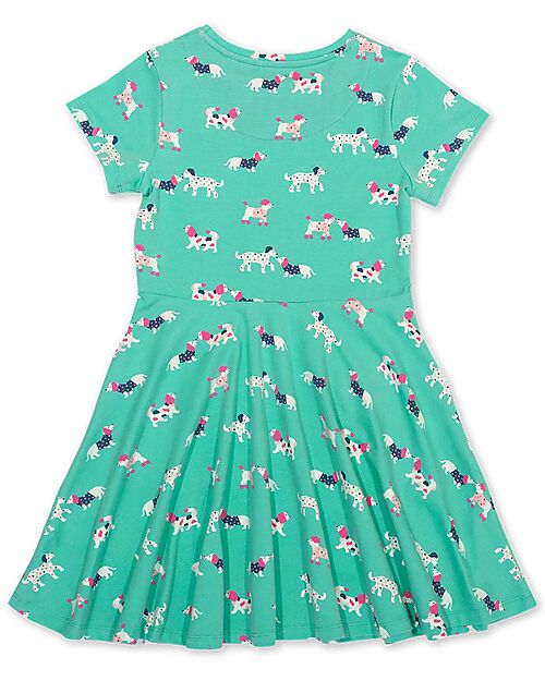 Kite Vestito Maniche Corte - Verde - Dog - Taglio Svasato - Jersey di Cotone Organico Vestiti_
