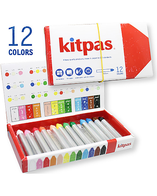 Kitpas 12 Pastelli ad Olio Medium - Disegnano su carta e vetro e si  cancellano! unisex (bambini)