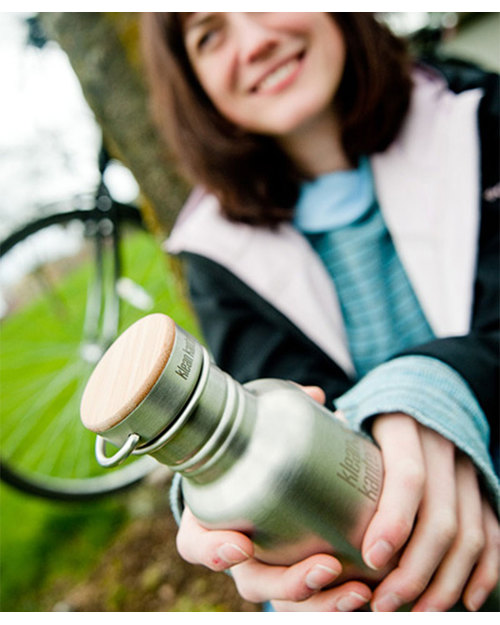 Klean Kanteen Bottiglia Reflect Bamboo in Acciaio spazzolato - 800 ml - Design, funzionalità, sostenibilità Borracce Termiche