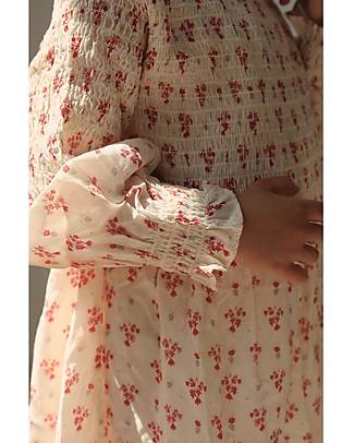 Konges Slojd Abito Maniche Lunghe Lezzi - Vintage Floral - Rosso - Morbido e Svasato Vestiti_
