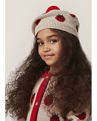Konges Slojd Berretto con Pon Pon - Coccinella - 100% Lana Merino Cappelli Invernali