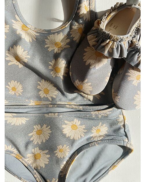 Konges Slojd Bikini Jade con Riflessi - Margherite - Daisy Blue - UPF 50+ Costumi Due Pezzi