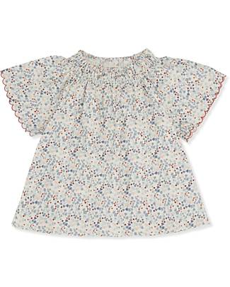 Konges Slojd Blusa Bitsy - Rose Hip Blue - con Collo Elasticizzato e Arricciato Bluse