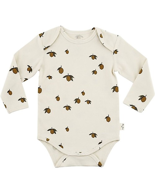 Konges Slojd Body Manica Lunga - Limoni - Cotone Bio Elasticizzato Body Manica Lunga