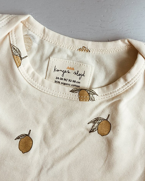 Konges Slojd Body Manica Lunga - Limoni - Cotone Bio Elasticizzato Body Manica Lunga