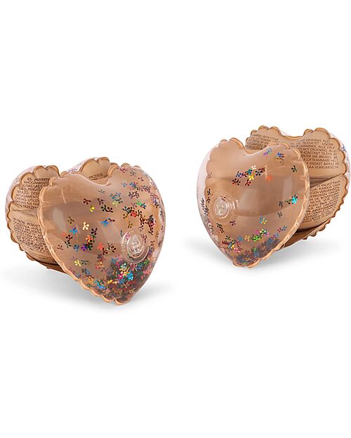 Konges Slojd Braccioli Gonfiabili Heart - Multi Cherry Blush Transparent - Adatto da 3 a 6 Anni - PVC Giochi da Spiaggia