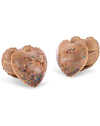 Konges Slojd Braccioli Gonfiabili Heart - Multi Cherry Blush Transparent - Adatto da 3 a 6 Anni - PVC Giochi da Spiaggia