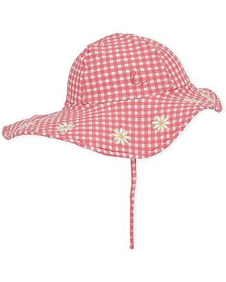 Konges Slojd Cappellino Estivo Soline - Rosa a Quadretti - con Margherite - UPF 50+ Cappelli Estivi