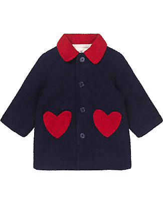 Konges Slojd Cappotto Calin - Blu Scuro - Heart - in Buckle Teddy Cappotti