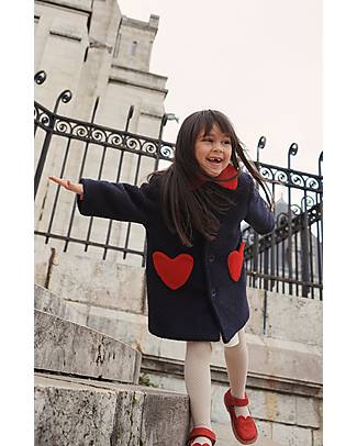 Konges Slojd Cappotto Calin - Blu Scuro - Heart - in Buckle Teddy Cappotti