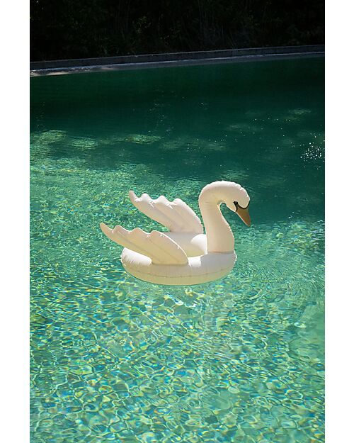 Konges Slojd Ciambella Gonfiabile Cigno - Bianca - Diametro 50cm - PVC Giochi da Spiaggia