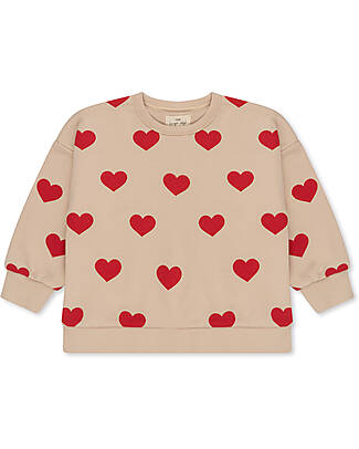 Konges Slojd Felpa Maniche Lunghe Lou - Coeur - Cotone Bio GOTS Felpe