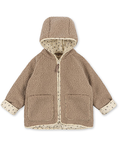 Konges Slojd Giacca Grizz con Cappuccio - Oxford Tan - Tessuto Teddy Certificato Oeko-Tex Giacche