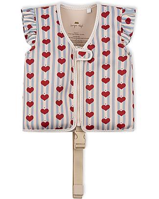 Konges Slojd Giacca Salvagente per Bambini con Balze - Cuori/Strisce Blu - Ideale fino a 6 anni T-shirt Anti UV