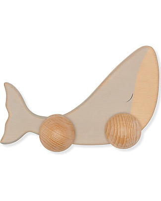 Konges Slojd Giocattolo Rotolante - Balena - 100% Legno FSC Trainabili