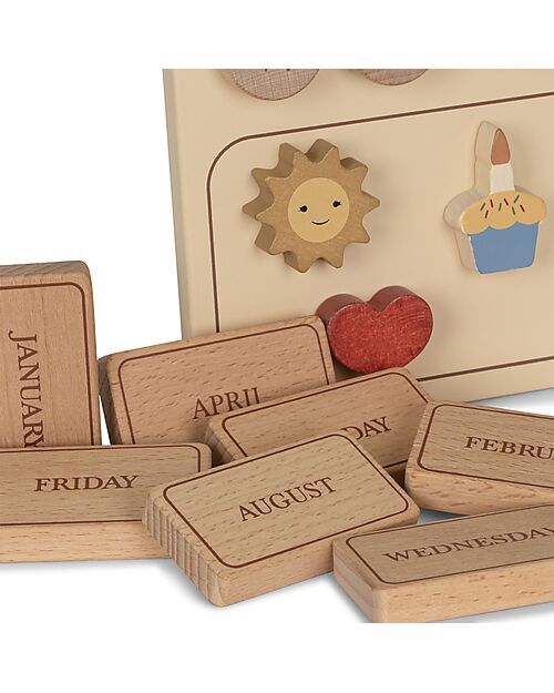 Konges Slojd Il mio Primo Calendario - Scopri Mesi e Date - 100% Legno di Faggio  Giochi Montessoriani