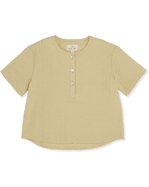 Konges Slojd Maglia a Maniche Corte Ace- Giallo Ocra - 100% Cotone T-shirt