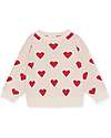 Konges Slojd Maglione - Cuori Bianco - Cotone Bio e Lana Merino Maglioni