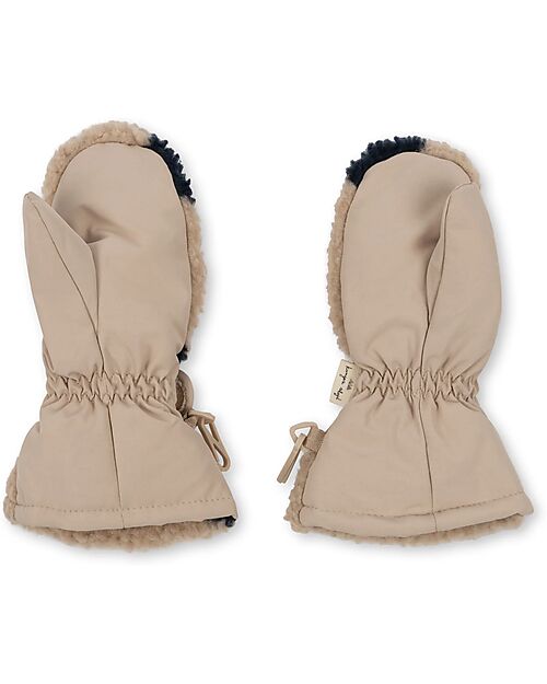 Konges Slojd Muffole Jodi con Cuori Neri - Beige - Cotone Guanti
