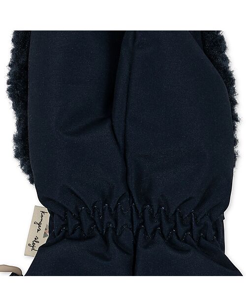 Konges Slojd Muffole Teddy con Moschettone - Blu Scuro - Nylon Guanti