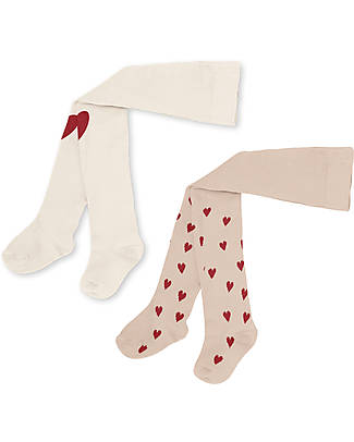 Konges Slojd Pacco 2 Calze Jacquard - Mon Amour Red Heart - Cotone Biologico Calze