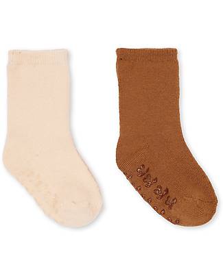 Konges Slojd Pacco 2 Calzini Antiscivolo - Sun Kiss Leather Brown - Cotone Biologico Calzini Antiscivolo