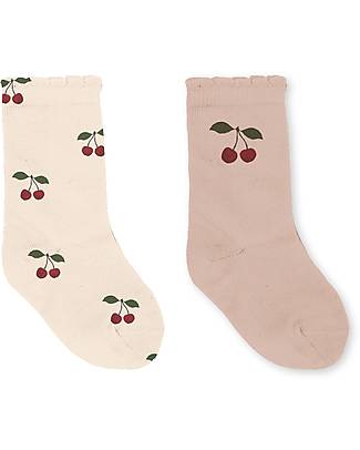 Konges Slojd Pacco 2 Calzini Jacquard - Cherry - Cotone Biologico Calzini