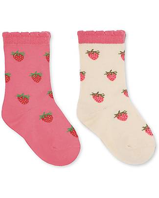 Konges Slojd Pacco 2 Calzini Jacquard - Strawberry Pink - Cotone Biologico Calzini