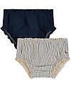 Konges Slojd Pacco 2 Mutandine Costume Bambina Collette - Blu - Strisce - UPV 50+ Costumi Due Pezzi