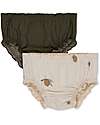 Konges Slojd Pacco 2 Mutandine Costume Bambina Collette - Limoni - Beige/Verde Scuro con Fiori - UPV 50+ Costumi Due Pezzi
