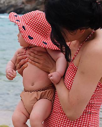 Konges Slojd Pacco 2 Mutandine Costume Bambina Collette - Loves Me Not - Rosa/Rosso con Fiori - UPV 50+ Costumi Due Pezzi