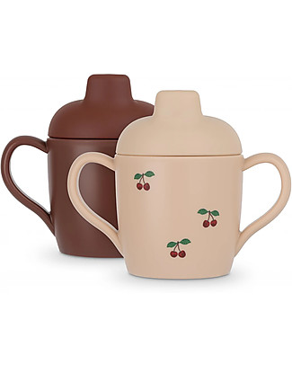 Konges Slojd Pacco da 2 Tazze con Beccuccio e Manici Sippy Cup - Ciliegie - 8x5 cm Borracce non Termiche
