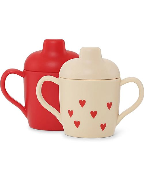 Konges Slojd Pacco da 2 Tazze con Beccuccio e Manici Sippy Cup - Mon Grande Amour - 8x5 cm Tazze