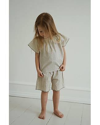 Konges Slojd Pantaloncino con Bordo Bitsy - Three Leaf Check - 100% cotone seersucker Pantaloni Corti