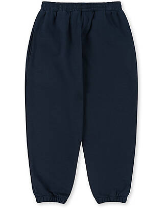 Konges Slojd Pantaloni Lunghi Felpati Lou - Total Eclipse Blu Scuro - Cotone Bio GOTS Pantaloni Lunghi