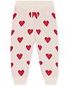 Konges Slojd Pantaloni Lunghi Lapis - Cuori Bianco - Cotone Bio e Lana Merino Pantaloni Lunghi