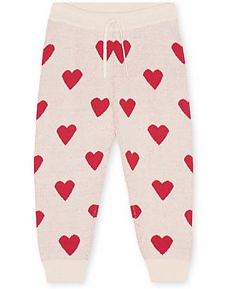 Konges Slojd Pantaloni Lunghi Lapis - Cuori Bianco - Cotone Bio e Lana Merino Pantaloni Lunghi