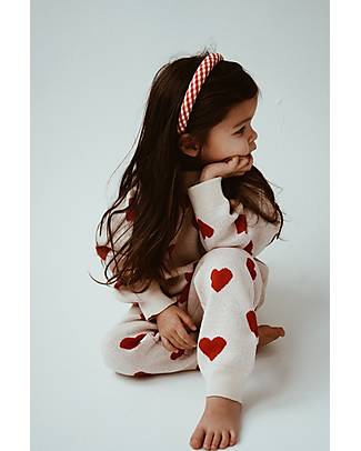 Konges Slojd Pantaloni Lunghi Lapis - Cuori Bianco - Cotone Bio e Lana Merino Pantaloni Lunghi