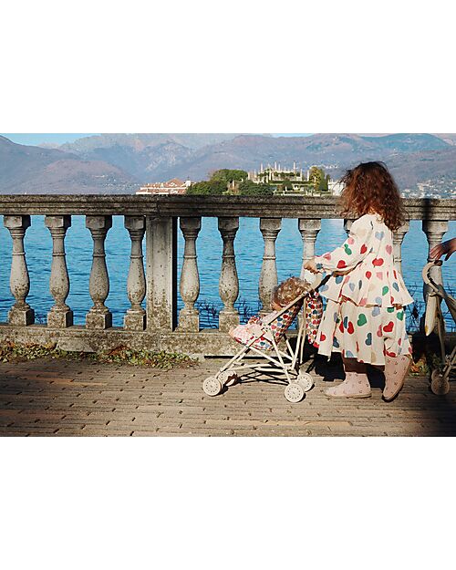Konges Slojd Passeggino per Bambole - Coeur Bisous - Cotone e Metallo Accessori Bambole